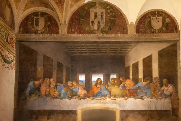Fresca Cina cea de Taina de Leonardo da Vinci in Santa Maria delle Grazie, Milano, Italia